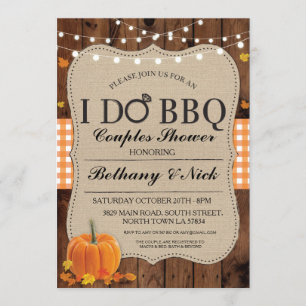 Fall I DO BBQ Couples Showers Rustic Lights Invite