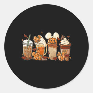 Fall Iced Coffee Fun Spooky Season Halloween Pumpk Classic Round Sticker