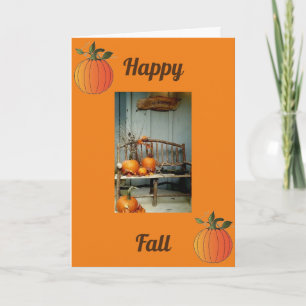 FALL IMAGE WITH HAPPY THANKSGIVING and FALL WISHES Holiday Card