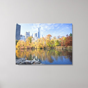 Fall In Beautiful Central Park Lake New York City  Canvas Print