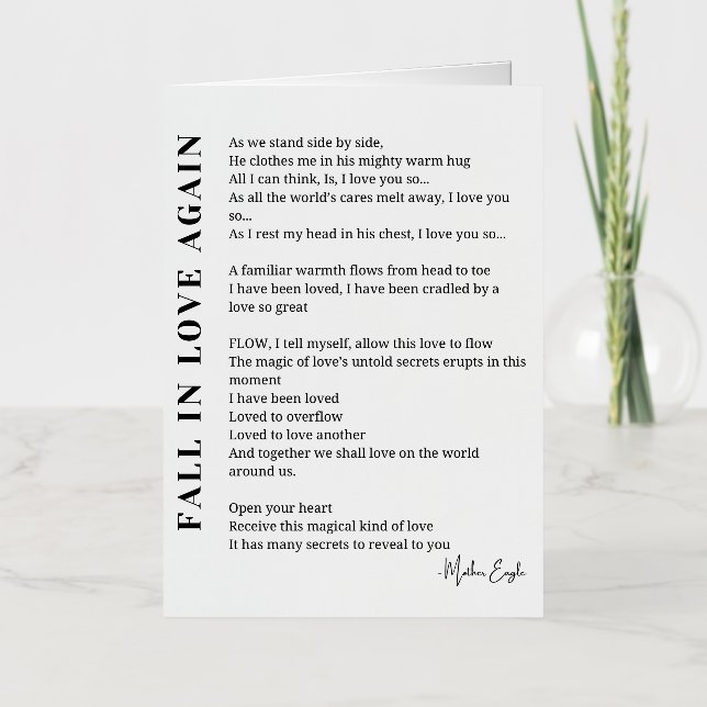 Fall in love again poem poetry foil greeting card (Front)