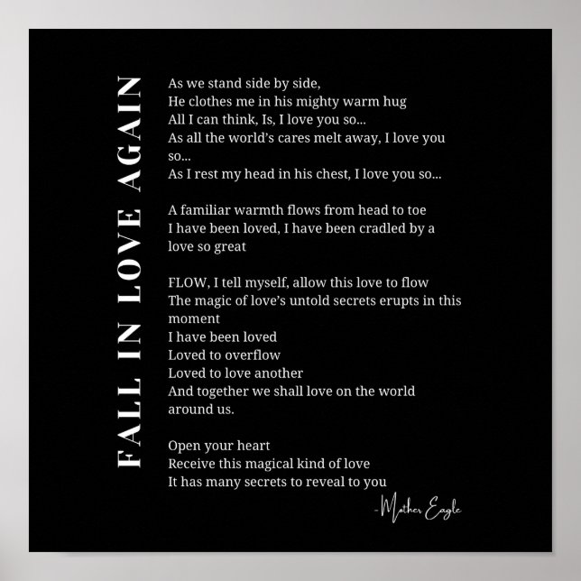 Fall in love again poem poetry wall art poster  (Front)