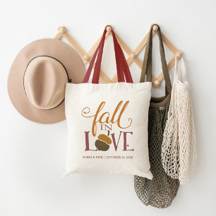Fall in Love   Autumn Acorn Wedding Favour Tote Bag