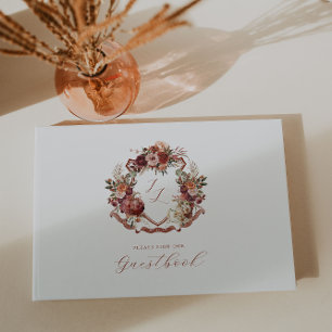 Fall In Love Autumn Blooms Wedding Crest Guest Book