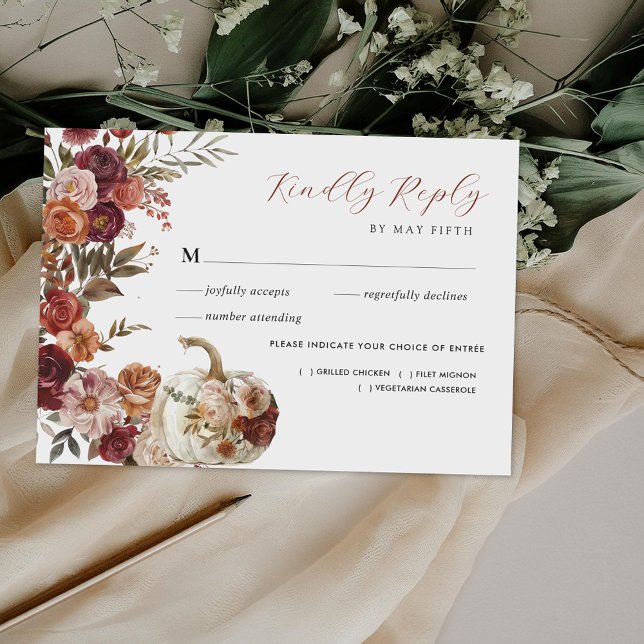 Fall In Love | Autumn Blooms Wedding RSVP Card (Creator Uploaded)