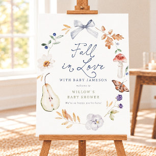 Fall In Love Autumn Boy Baby Shower Welcome Poster