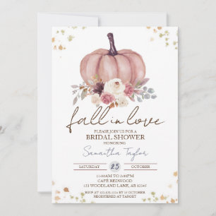 Fall in Love, Autumn Bridal Shower, Floral  Invitation