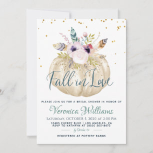 Fall in Love Autumn Bridal Shower Invitation