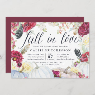 Fall in Love   Autumn Bridal Shower Invitation