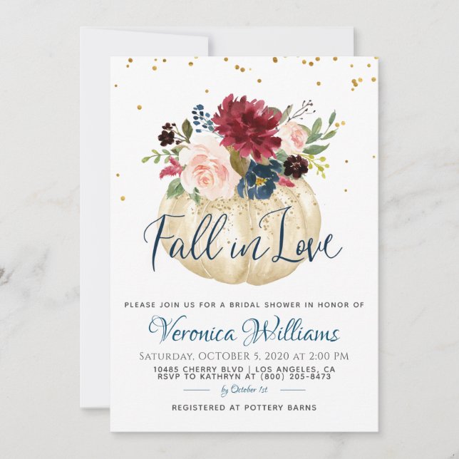Fall in Love Autumn Bridal Shower Invitation (Front)