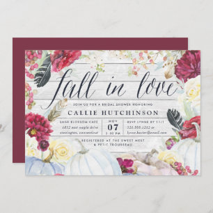 Fall in Love Autumn Bridal Shower Invitation