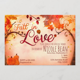 FALL IN LOVE Autumn Bridal Shower Invitations