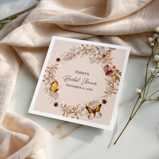 Fall in Love Autumn Bridal Shower Paper Napkin (Creator Uploaded)