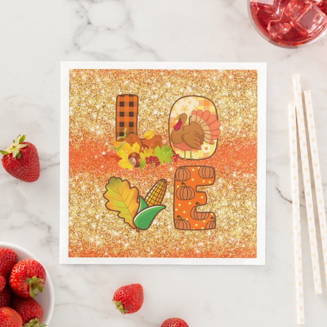Fall In Love Autumn Customize Colour Napkin (Insitu)