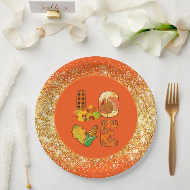 Fall In Love Autumn Customize Colour Paper Plate (Wedding)