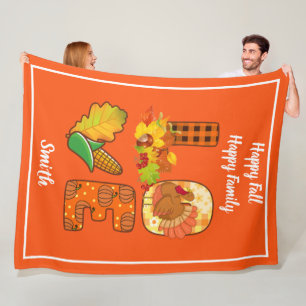 Fall In Love Autumn Customize Text and Colour Fleece Blanket