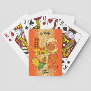 Fall In Love Autumn Customize Text and Colour Playing Cards