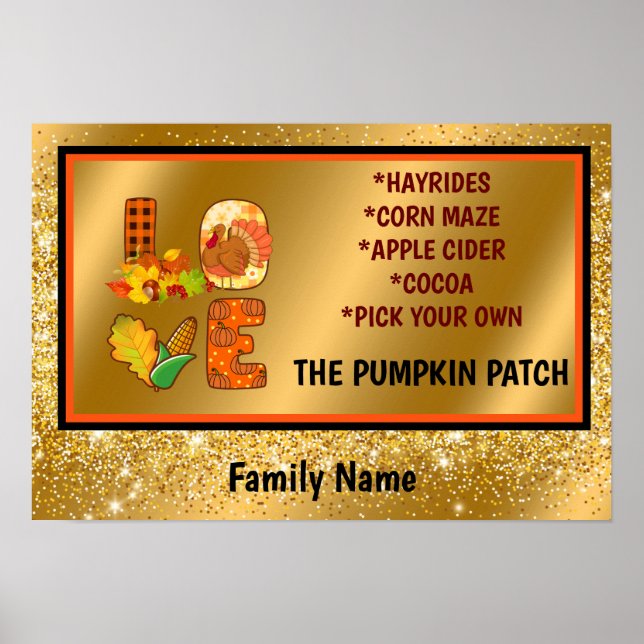 Fall In Love Autumn Customize Text and Colour Poster (Front)