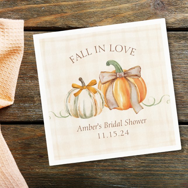 "Fall in Love" Autumn Elegant Fall Bridal Shower Napkin (Creator Uploaded)