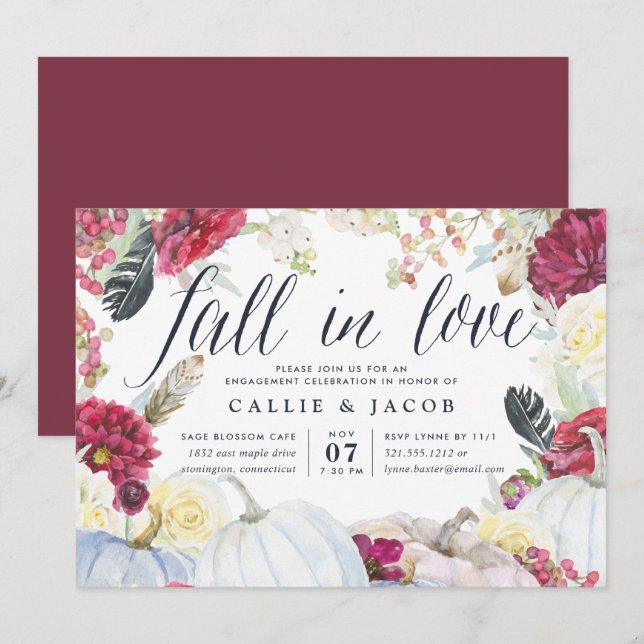 Fall in Love | Autumn Engagement Party Invitation (Front/Back)