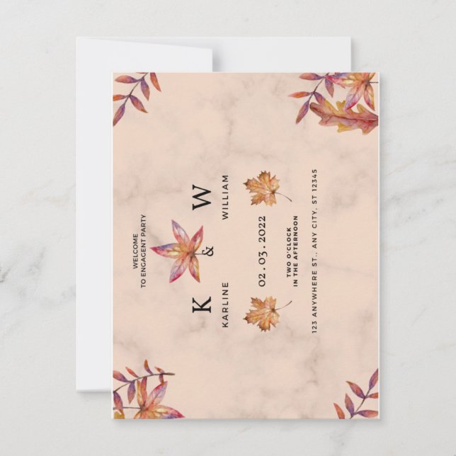 Fall in love autumn engagement party invitation (Front)