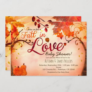 FALL IN LOVE Autumn Fall Baby Shower Invitations