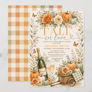 Fall in love Autumn Fall Floral Girl Bridal Shower Invitation