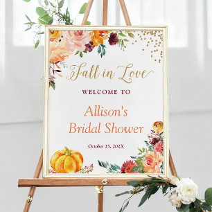 Fall in Love Autumn Floral Bridal Shower Sign