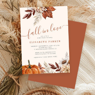 Fall in love autumn floral ivory bridal shower invitation