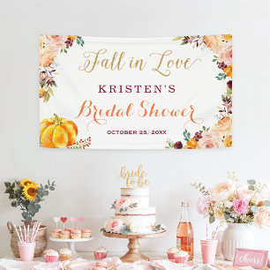 Fall in Love Autumn Floral Pumpkin Bridal Shower Banner