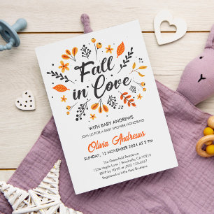 Fall in Love Autumn Floral Wreath Baby Shower Invitation