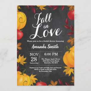 Fall in Love Autumn Harvest Pumpkin Bridal Shower Invitation