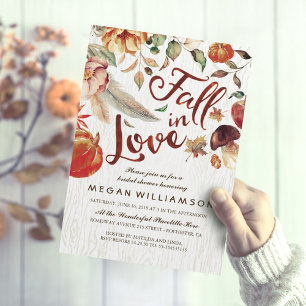 Fall in Love Autumn Harvest Pumpkin Bridal Shower Invitation