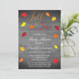 Fall In Love Autumn Leaves Baby Shower Invitation