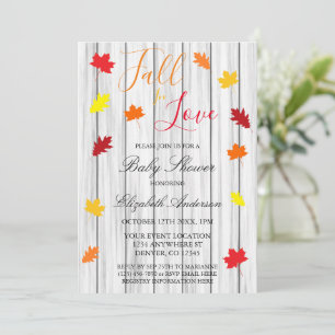 Fall In Love Autumn Leaves Baby Shower Invitation
