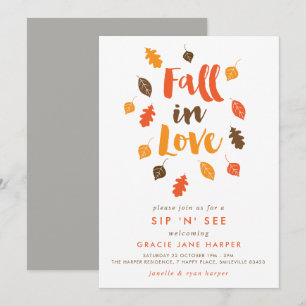 Fall in Love Autumn Leaves Sip & See Invitation