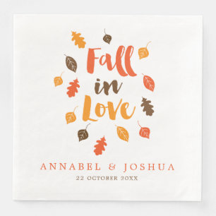 Fall in Love Autumn Leaves Wedding/Engagment Napkin