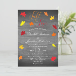 Fall In Love Autumn Leaves Wedding Invitation