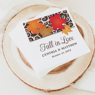 Fall in Love Autumn Maple Leaf Wedding Napkin