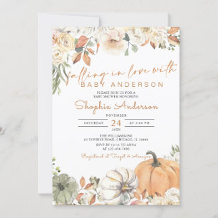 Fall in Love Autumn Pumpkin Baby Shower Invitation