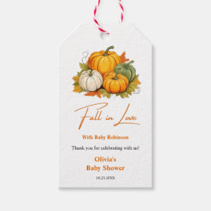 Fall in Love Autumn Rustic Pumpkin Baby Shower Gift Tags