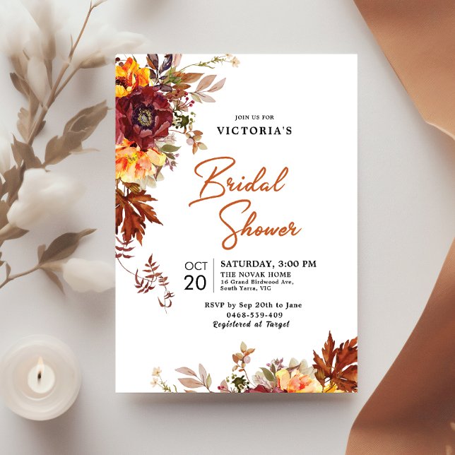 Fall In Love, Autumn themed Bridal Shower Invite (Creator Uploaded)