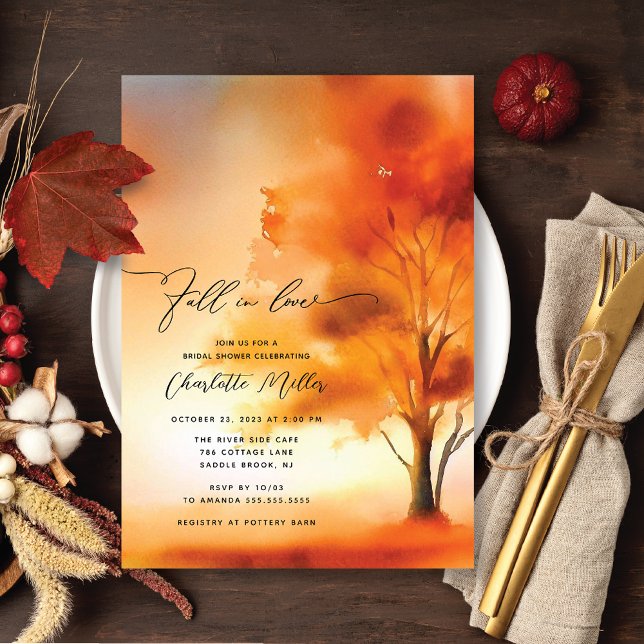 Fall In Love Autumn Tree Bridal Shower Invitation (Creator Uploaded)