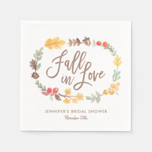 Fall in Love Autumn Watercolor Bridal Shower Napkin