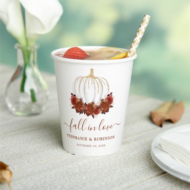Fall In Love Autumn Wedding Paper Cups (Insitu)