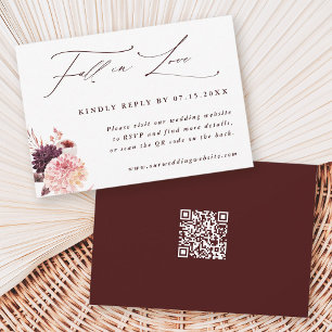 Fall in Love Autumn Wedding QR Code RSVP Card