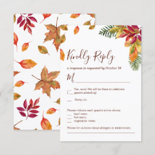 Fall in Love Autumn Wedding RSVP Card