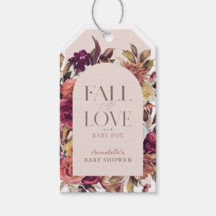 Fall in Love Autumn Wreath Arch Pink Baby Shower Gift Tags