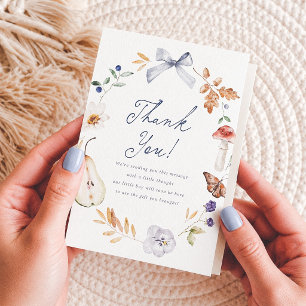 Fall In Love Autumn Wreath Boy Baby Shower Thank You Card