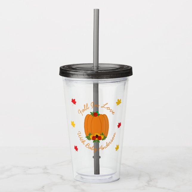 Fall In Love Baby Shower Acrylic Tumbler (Front)